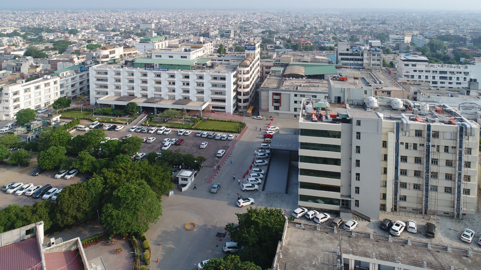 Aerial view of the Hero DMC Heart Institute campus in Ludhiana